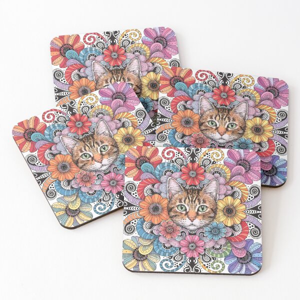 Item preview, Floral Mandala Art cat – Intricate Flower Mandala Design designed and sold by Anime9122.