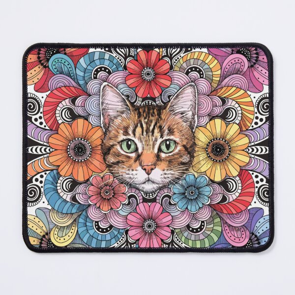 Item preview, Floral Mandala Art cat – Intricate Flower Mandala Design designed and sold by Anime9122.