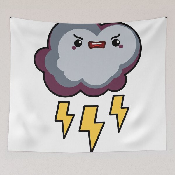 Item preview, Angry Lightning Cloud Sticker | Cute Kawaii Thunderstorm Cloud designed and sold by randomblink.