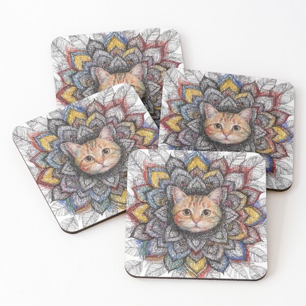 Item preview, Floral Mandala Art cat – Intricate Flower Mandala Design designed and sold by Anime9122.