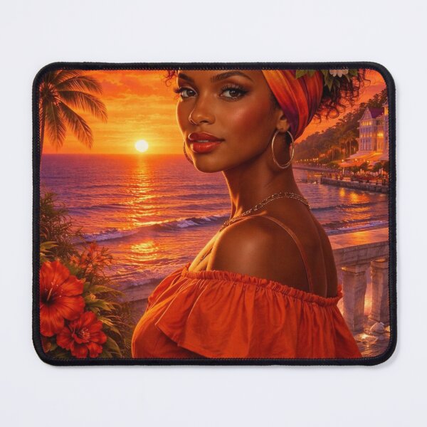 Item preview, Caribbean Sunset Woman- Tropical Curaçao Art Print designed and sold by Arte di Bam.