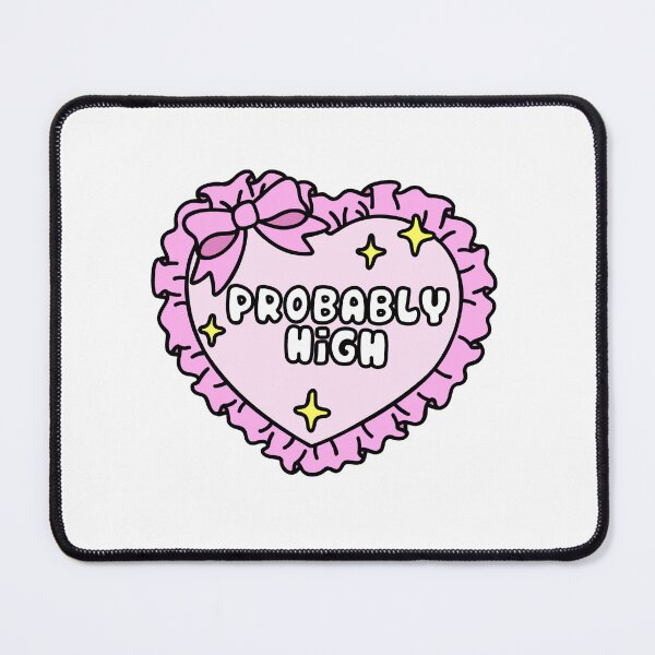 Item preview, Probably High Coquette Pink Heart Bow Stoner Art designed and sold by MycoMindsMedia.
