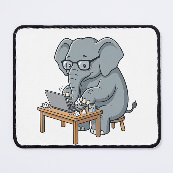 Item preview, Elephant Programmer Coding on Laptop Whimsical IT Illustration designed and sold by Kvarny.