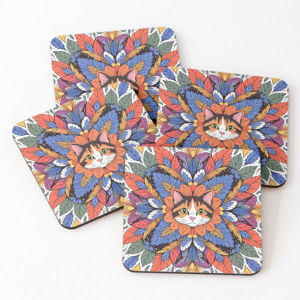 Item preview, Floral Mandala Art cat – Intricate Flower Mandala Design designed and sold by Anime9122.