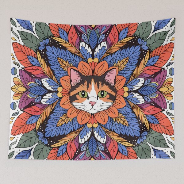 Item preview, Floral Mandala Art cat – Intricate Flower Mandala Design designed and sold by Anime9122.