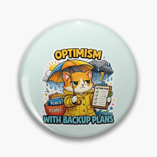 Item preview, Optimism With Backup Plans Funny Cat Motivation Meme designed and sold by OptimismPending.