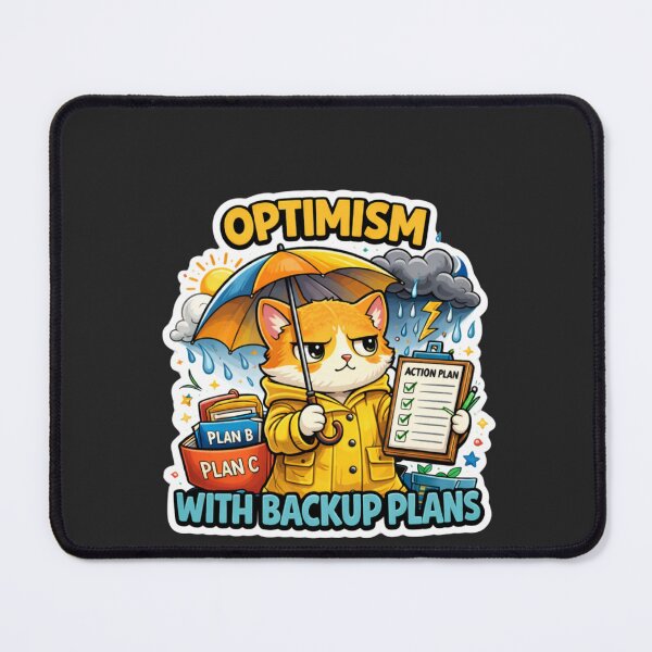 Item preview, Optimism With Backup Plans Funny Cat Motivation Meme designed and sold by OptimismPending.