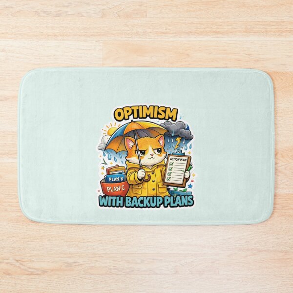 Item preview, Optimism With Backup Plans Funny Cat Motivation Meme designed and sold by OptimismPending.