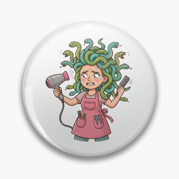 Item preview, Stressed Medusa Hairdresser Struggling with Snake Hair Illustration designed and sold by Kvarny.