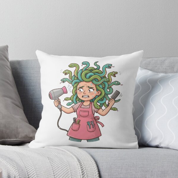 Item preview, Stressed Medusa Hairdresser Struggling with Snake Hair Illustration designed and sold by Kvarny.