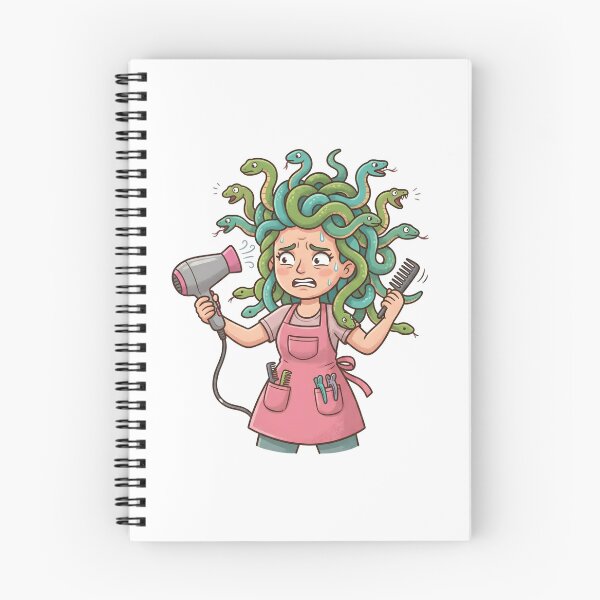 Item preview, Stressed Medusa Hairdresser Struggling with Snake Hair Illustration designed and sold by Kvarny.