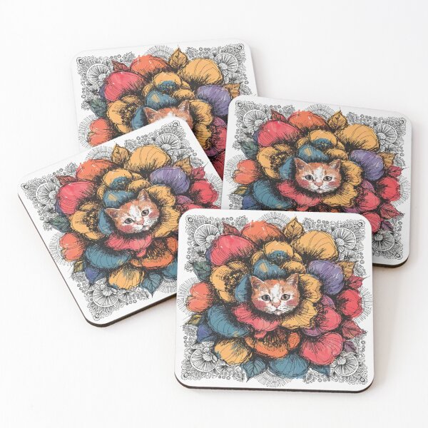 Item preview, Floral Mandala Art cat – Intricate Flower Mandala Design designed and sold by Anime9122.