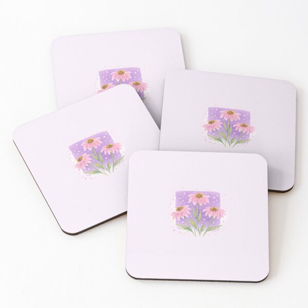 Item preview, Pink Sunflowers with Purple Square and Stars Illustration designed and sold by Verdaire.