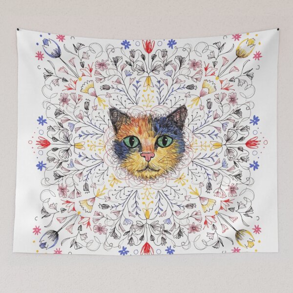 Item preview, Floral Mandala Art cat – Intricate Flower Mandala Design designed and sold by Anime9122.