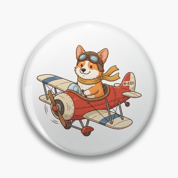 Item preview, Cute Corgi Pilot Flying Red Vintage Biplane Illustration designed and sold by Kvarny.