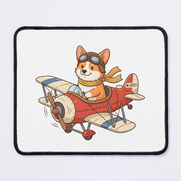 Item preview, Cute Corgi Pilot Flying Red Vintage Biplane Illustration designed and sold by Kvarny.