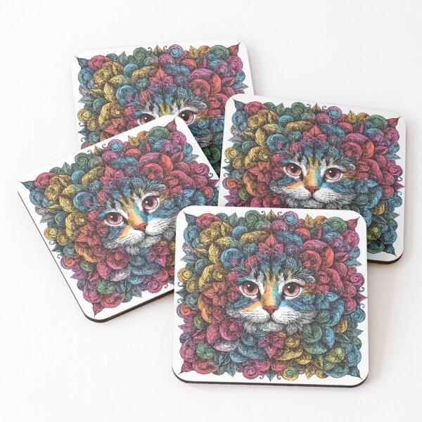 Item preview, Floral Mandala Art cat – Intricate Flower Mandala Design designed and sold by Anime9122.