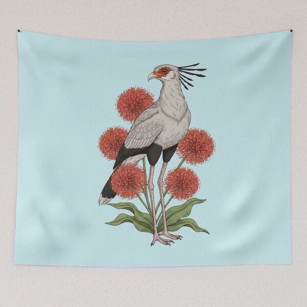 Item preview, Secretary Bird with Floral Botanical Illustration designed and sold by BirdsnStuff.