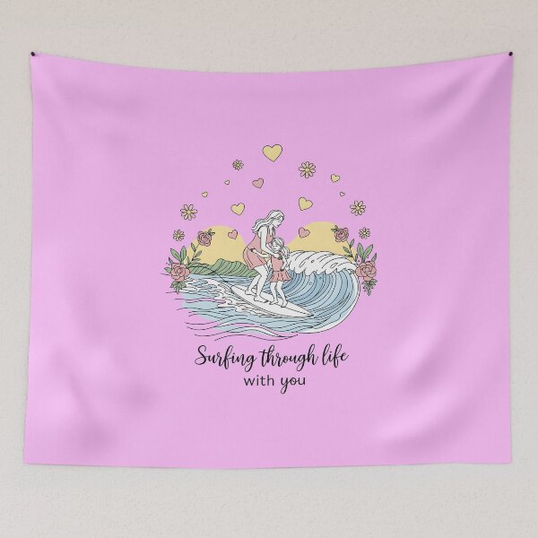 Item preview, Surfing Through Life with You – Mom Helping Daughter Surf designed and sold by Sea Gem.