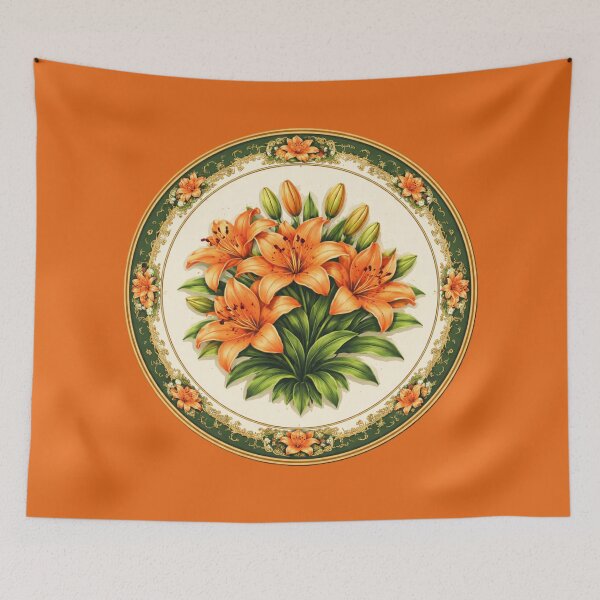 Item preview, Tiger Lily Majesty – Bold Grace Botanical Circle Design designed and sold by TheJoyfulPen.