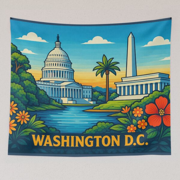 Item preview, Washington DC - Retro City Landmarks designed and sold by Myra365Art.