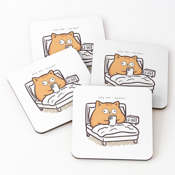 Item preview, Funny Orange Cat Scrolling Phone at Night – Why Am I Awake designed and sold by Dio Series.