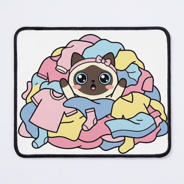 Item preview, Kawaii Siamese Cat Drowning in Laundry - Funny Overwhelmed To Do List Shirt designed and sold by Inna Myrien.