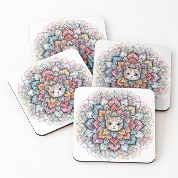 Item preview, Floral Mandala Art cat – Intricate Flower Mandala Design designed and sold by Anime9122.