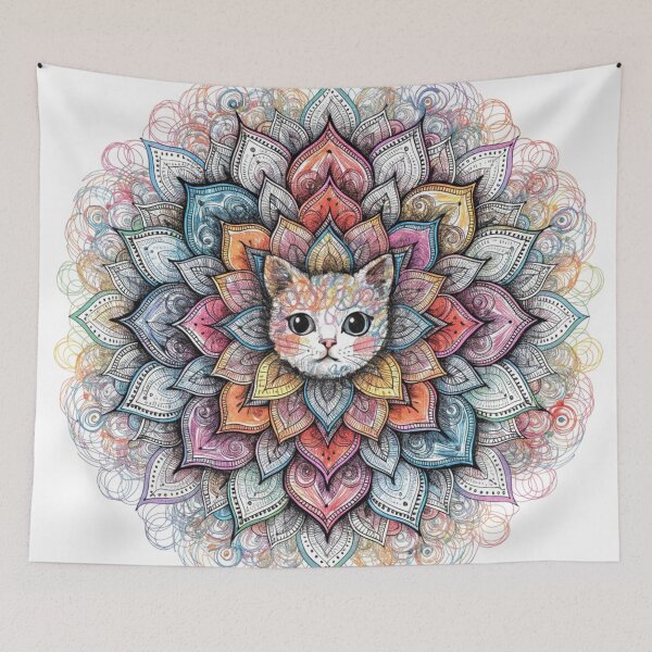 Item preview, Floral Mandala Art cat – Intricate Flower Mandala Design designed and sold by Anime9122.