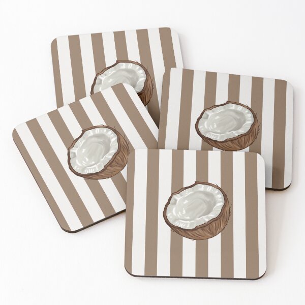 Item preview, Coconut illustration with beige stripes background designed and sold by joleyjl.