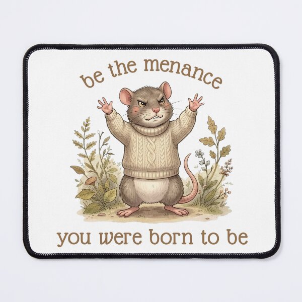 Item preview, Cottagecore Mouse Be The Menance You Were Born To Be Sticker, Forestcore Mouse Wearing Sweater Sticker designed and sold by DropsOfDopamine.