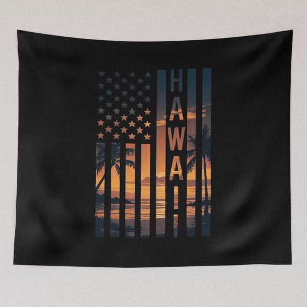 Item preview, Hawaii Sunset American Flag Honolulu Hawaiian Island designed and sold by RonnasJackson.