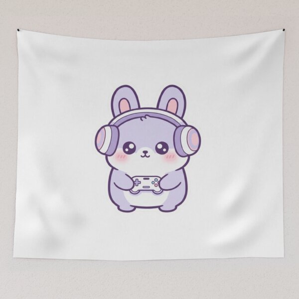 Item preview, Cute Kawaii Gamer Bunny – Pastel Gaming Aesthetic Sticker designed and sold by DesignNovaCo.