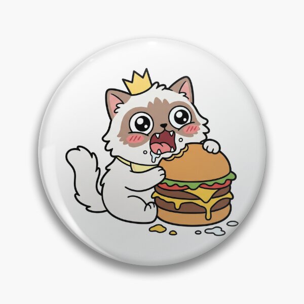Item preview, Kawaii Cat Eating Giant Burger - Funny Hangry Foodie Shirt designed and sold by Inna Myrien.