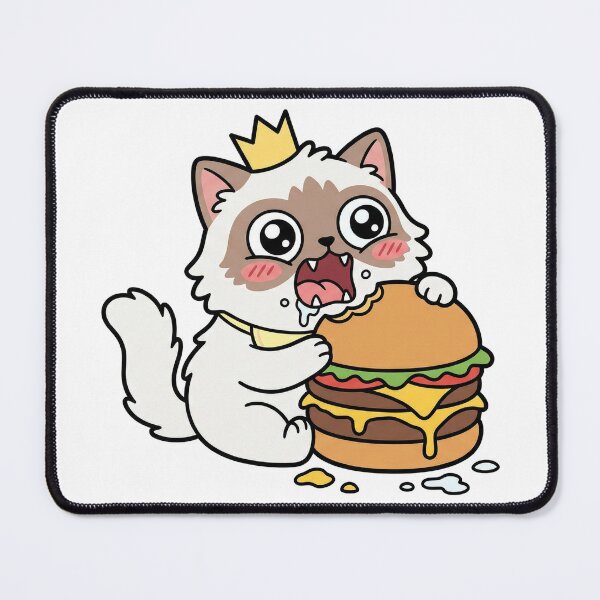 Item preview, Kawaii Cat Eating Giant Burger - Funny Hangry Foodie Shirt designed and sold by Inna Myrien.