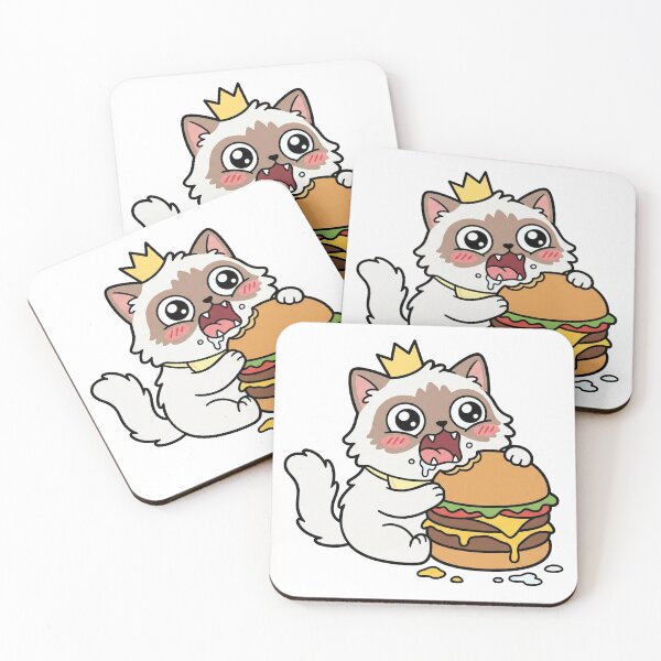 Item preview, Kawaii Cat Eating Giant Burger - Funny Hangry Foodie Shirt designed and sold by Inna Myrien.