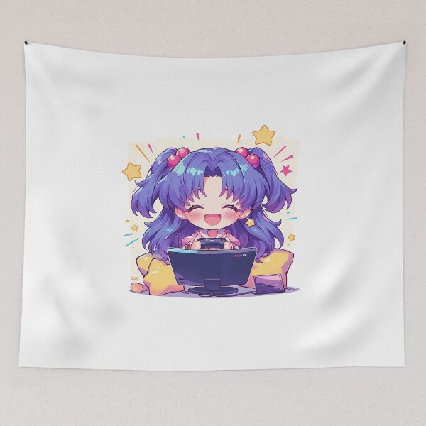 Item preview, Ichinose Kotomi Clannad Cute Chibi Anime Girl Playing Video Game designed and sold by earlobejerk.