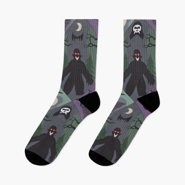 Item preview, Spooky Halloween Cryptid Pattern | Mothman Shadow People Vampire Bat Forest Grid designed and sold by Midnight Veil Designs.