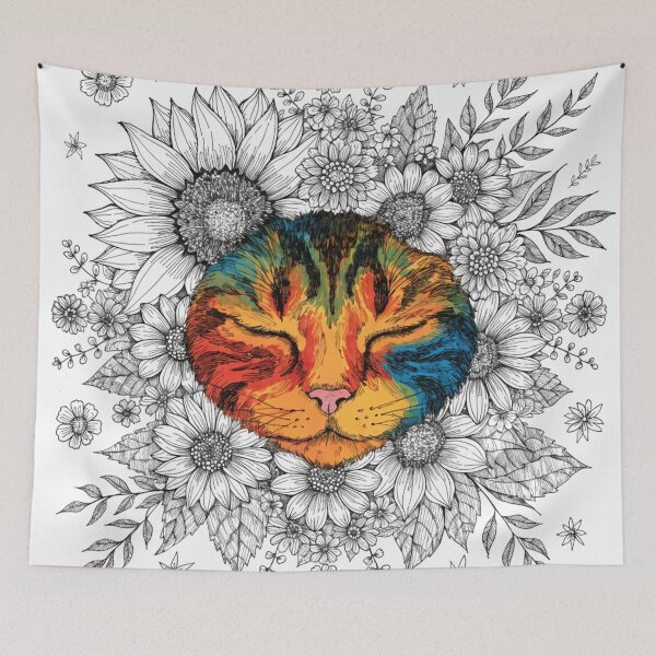 Item preview, Boho Mandala Cat Illustration | Floral Tribal Cat Art | Vintage Ethnic Animal Design designed and sold by Anime9122.