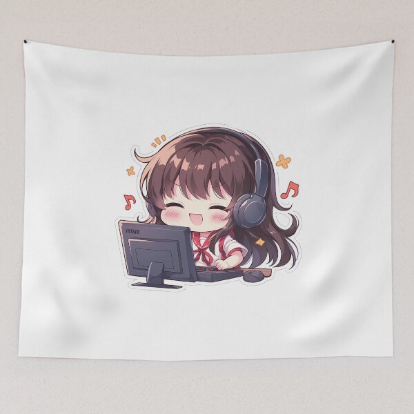 Item preview, KanColle Akagi Kantai Collection Cute Chibi Anime Girl Playing Video Game designed and sold by earlobejerk.
