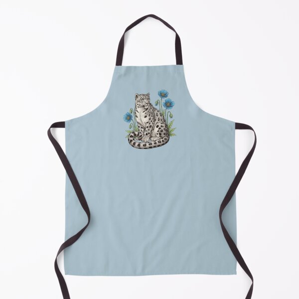 Item preview, Snow Leopard with Blue Himalayan Poppies Wildlife Art designed and sold by BirdsnStuff.