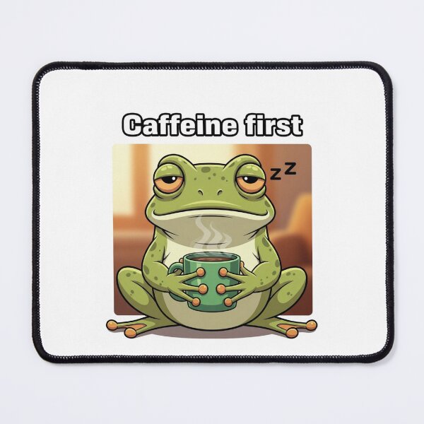 Item preview, Caffeine First Frog Sticker – Funny Coffee Meme Cute Kawaii Aesthetic designed and sold by MongOficial.