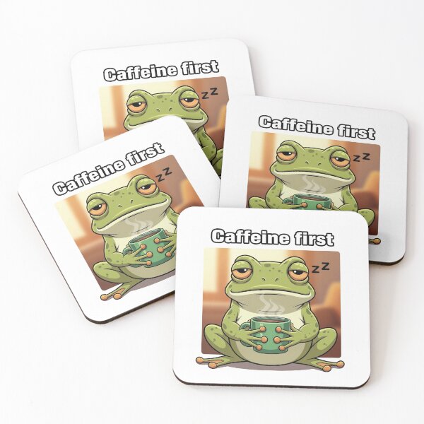 Item preview, Caffeine First Frog Sticker – Funny Coffee Meme Cute Kawaii Aesthetic designed and sold by MongOficial.