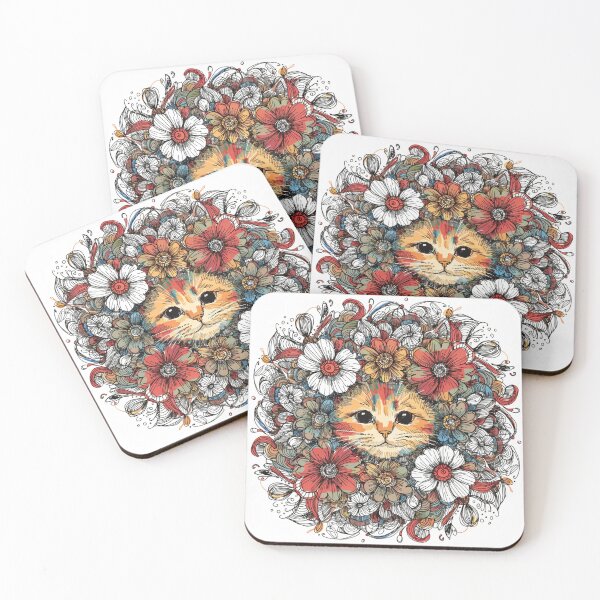 Item preview, Boho Mandala Cat Illustration | Floral Tribal Cat Art | Vintage Ethnic Animal Design designed and sold by Anime9122.