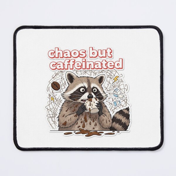 Item preview, Chaos But Caffeinated Sticker – Funny Raccoon Coffee Meme Cute designed and sold by MongOficial.