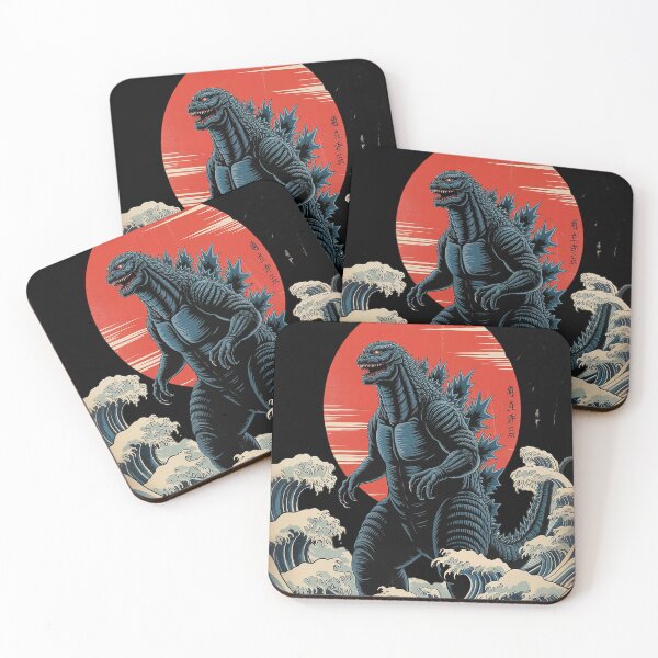 Item preview, Japanese Kaiju Monster Waves Ukiyo designed and sold by brinbotty.