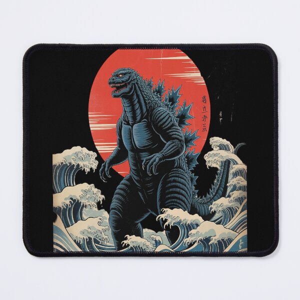 Item preview, Japanese Kaiju Monster Waves Ukiyo designed and sold by brinbotty.