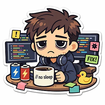 Artwork thumbnail, Exhausted Software Developer Coding Funny Programmer Humor Sticker by AutoInkCo