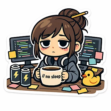 Artwork thumbnail, Exhausted Female Software Developer Coding Funny Programmer Humor Sticker by AutoInkCo