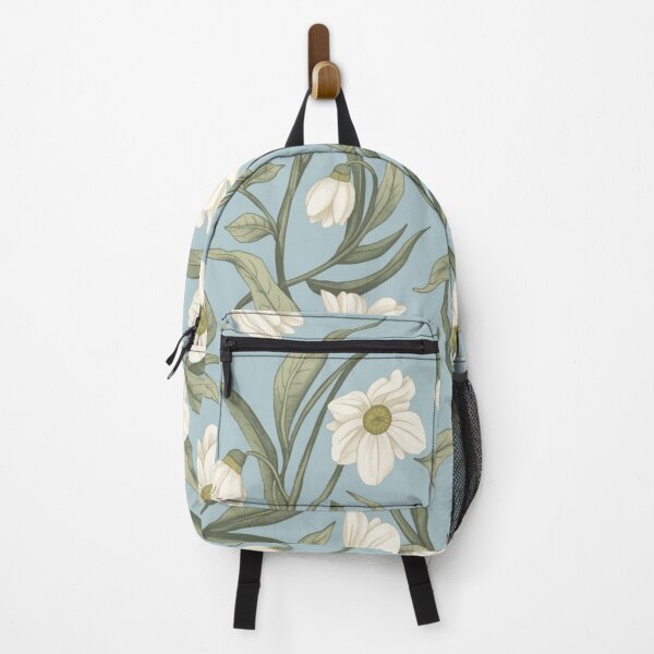 Item preview, Snowdrop Flower Pattern on Light Blue Background designed and sold by burbankdesigns.